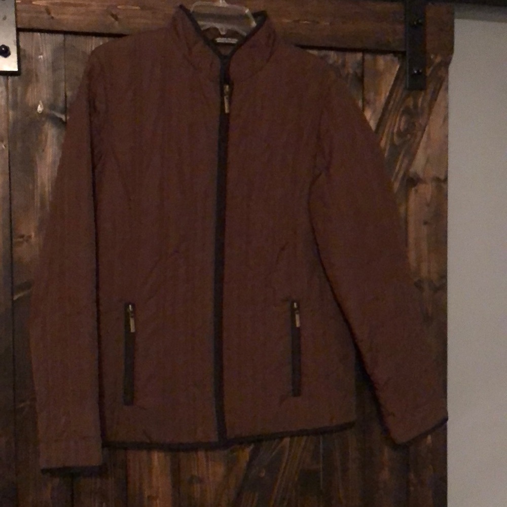 Brown and black light puffer coat